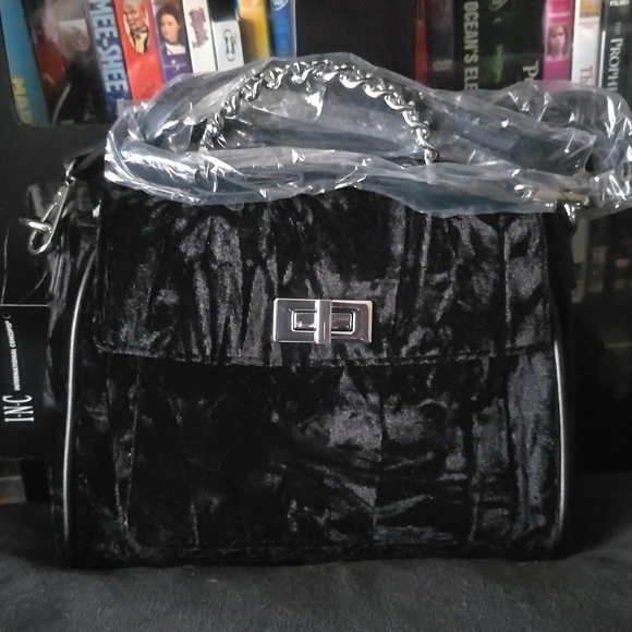 INC Crossbody bag. Black crushed velvet. - Picture 2 of 4